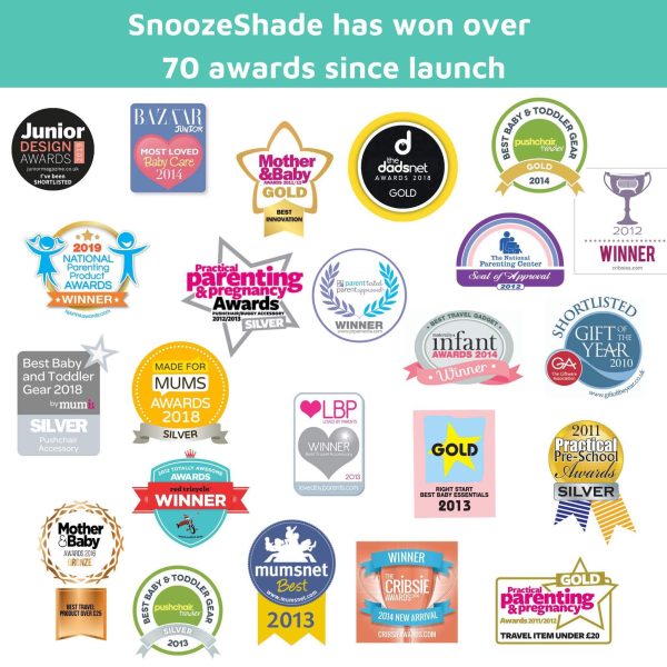 SnoozeShade Original (0-6m) | Universal pram sun shade | Blocks 99% of UV